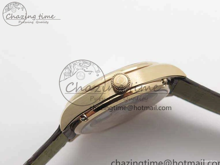 0509 Sophisticated Seamaster Edizione Venezia RG Best Edition Black Dial On Leather Strap A 8125